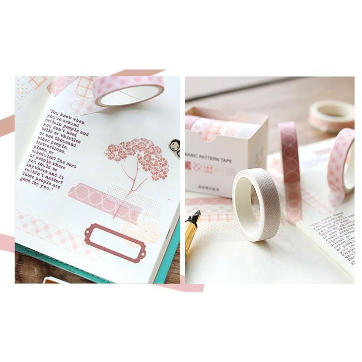 Set 5 Cuộn Băng Dính Washi Dùng Trang Trí E82