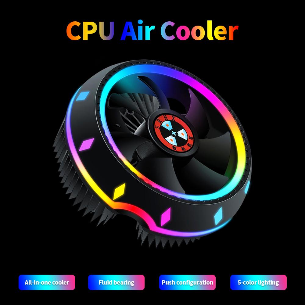 Bộ làm mát không khí CPU tất cả trong một Cấu hình đẩy ánh sáng 5 màu được thiết kế bởi UFO Ổ cắm đa năng Intel / AMD