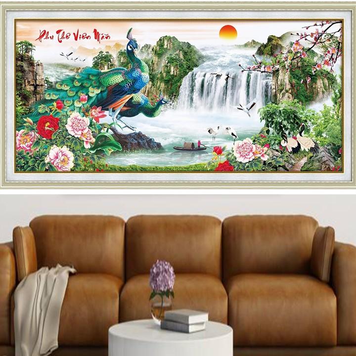 Tranh thêu công phu thê viên mãn 88925 - kích thước: 123 * 60cm.