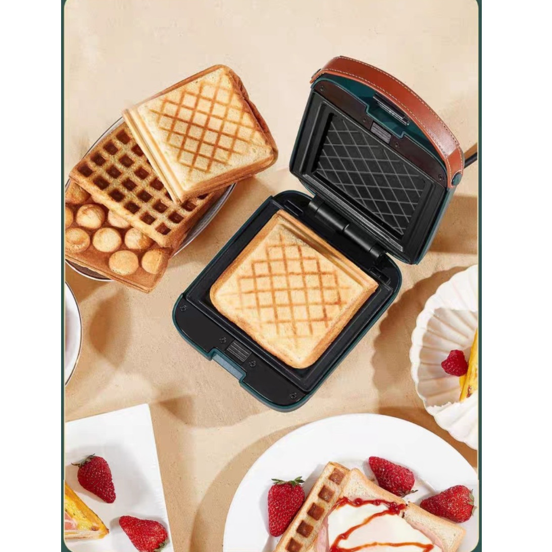 Máy nướng bánh mì đa năng 3 khuôn  làm bánh waffle, bánh sanwich và làm bánh tổ ong