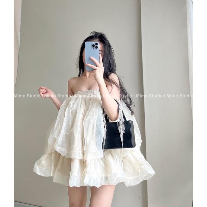 Áo babydoll voan phồng 2 tầng-2085