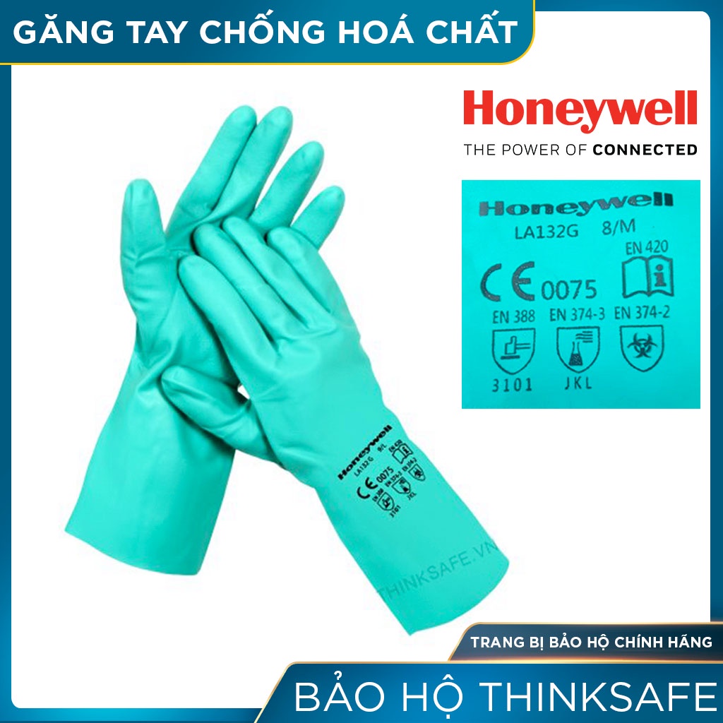 Găng tay chống hóa chất Honeywell LA132G, Bao tay cao su sử dụng trong ngành cơ khí, xử lý hóa chất, ôm tay bảo hộ