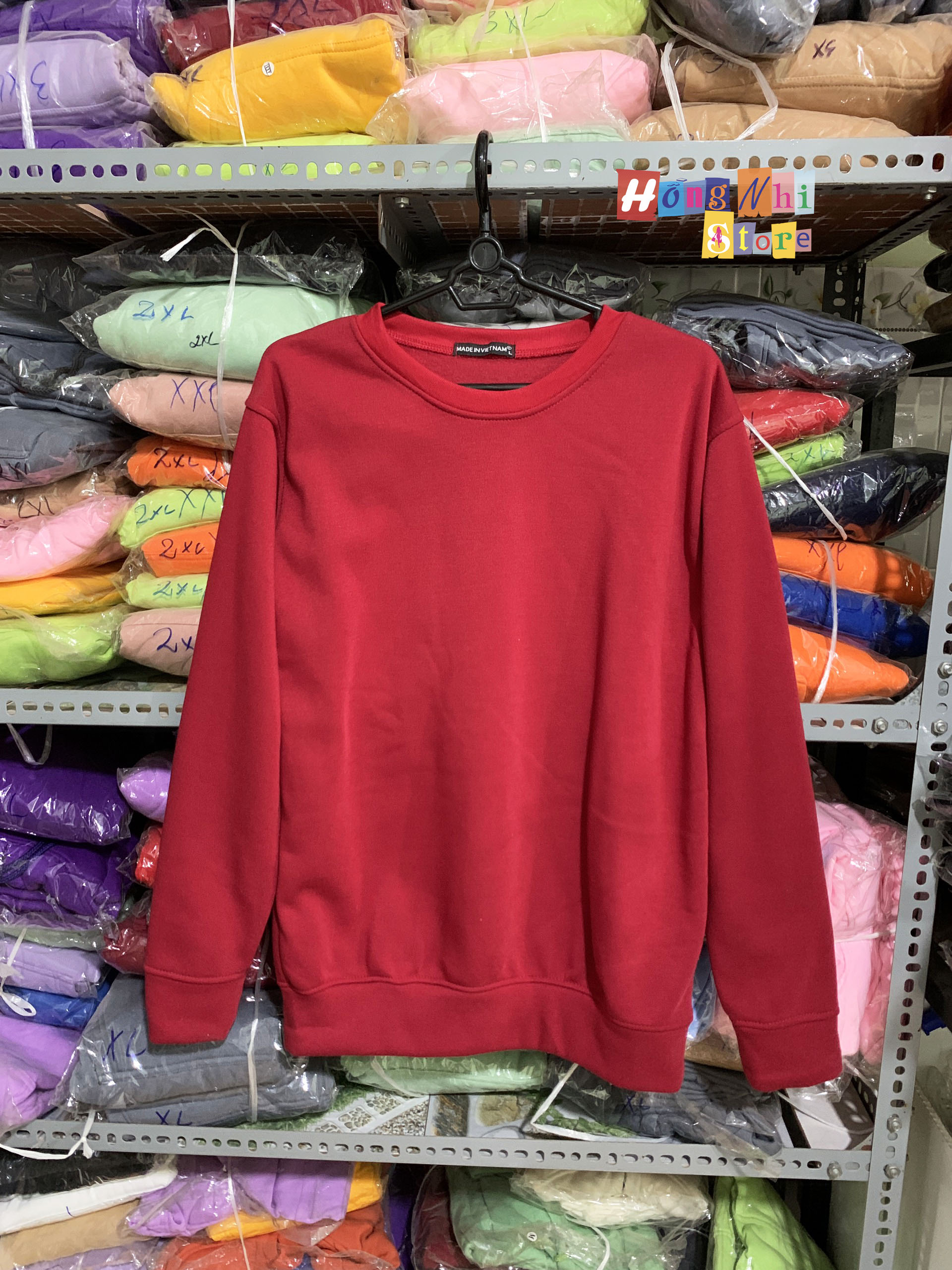 Áo Sweater Trơn Chất Nỉ Lót Bông Màu Đỏ Đô - Sweater Unisex - MM