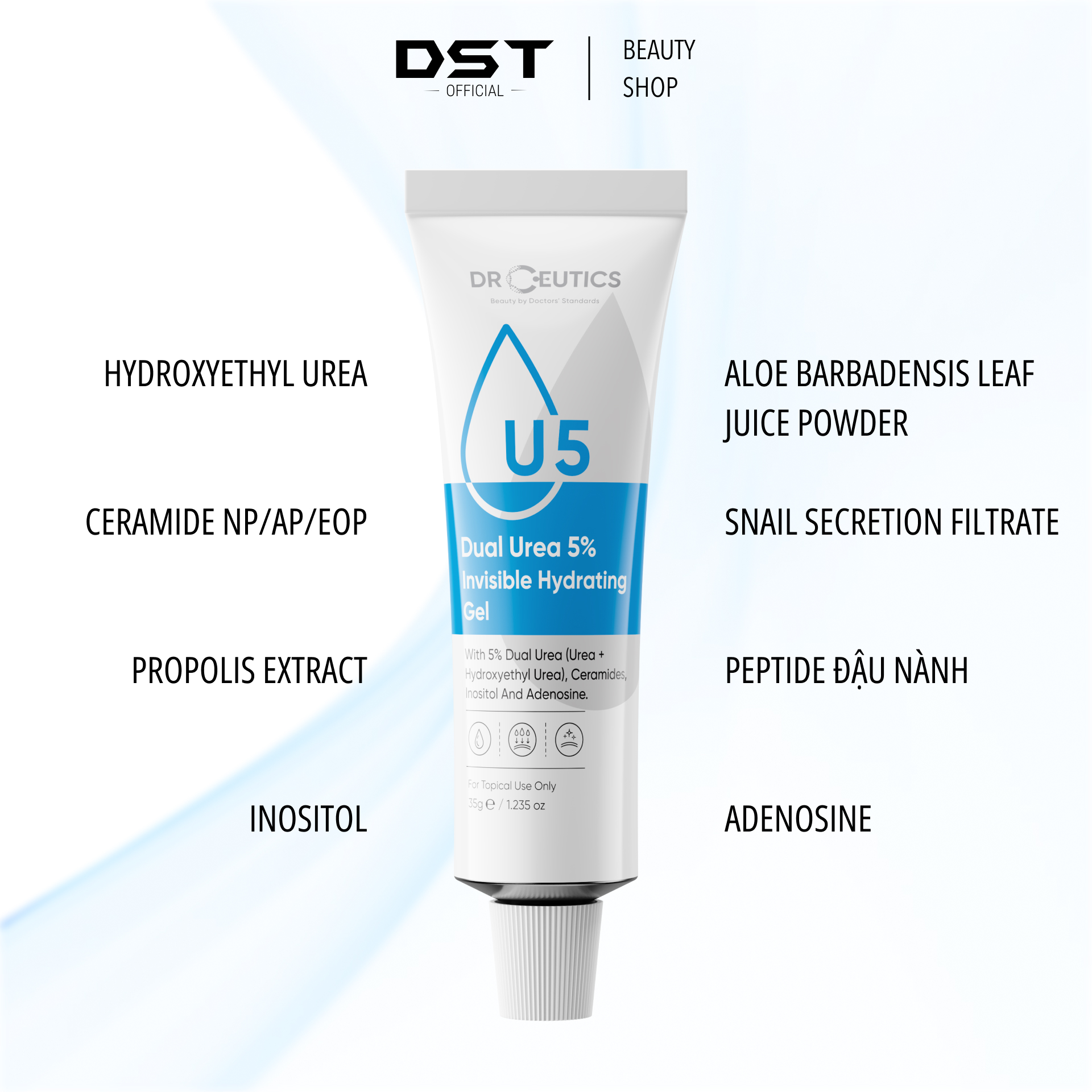 DRCEUTICS Gel Dưỡng Ẩm Và Phục Hồi Da Dual Urea 5% Invisible Hydrating Gel