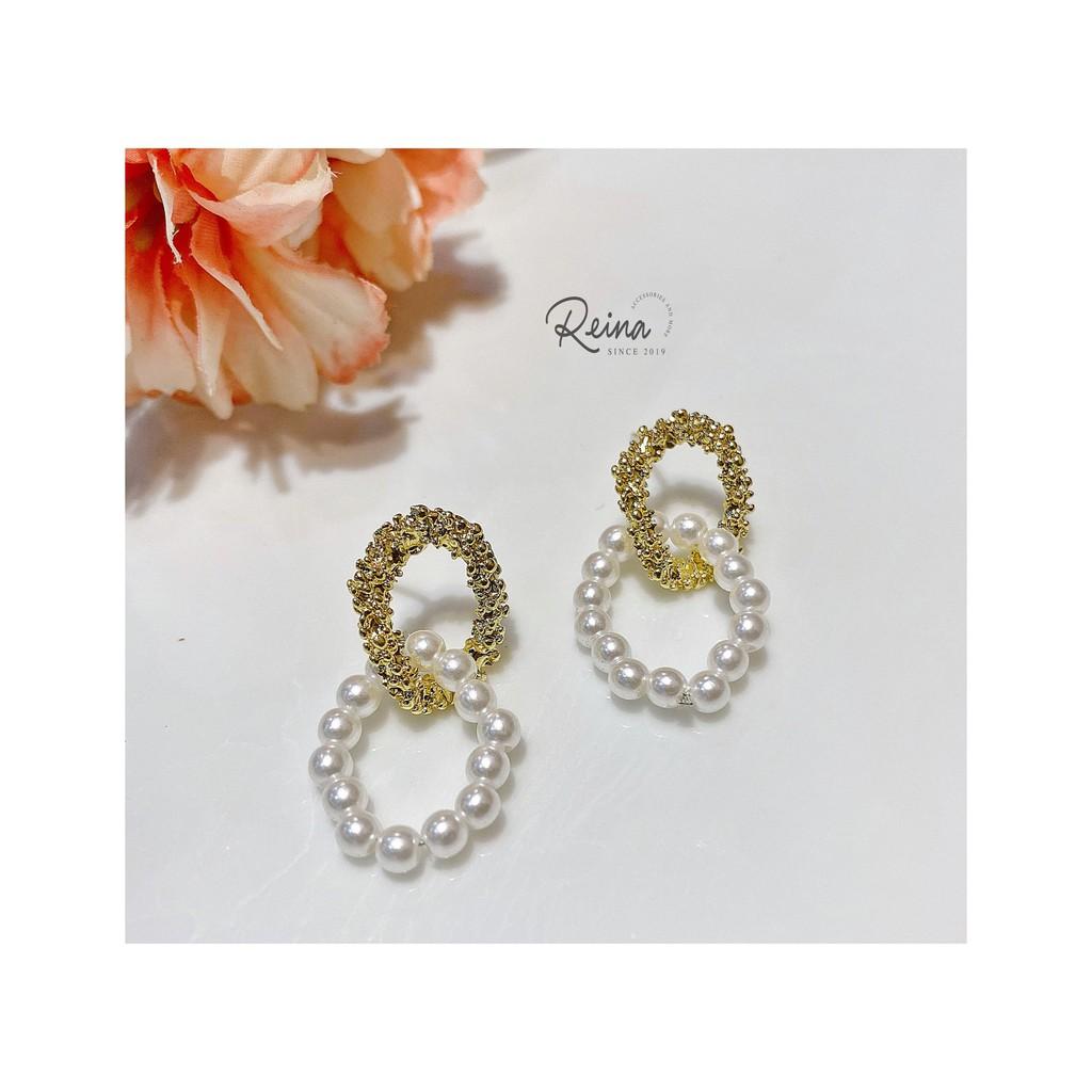 Khuyên tai nữ phong cách Retro Reina đính hạt Niche cao cấp quý phái