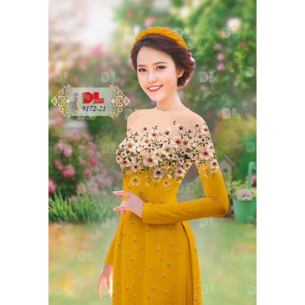 Vải may áo dài in họa tiết hoa DL9172