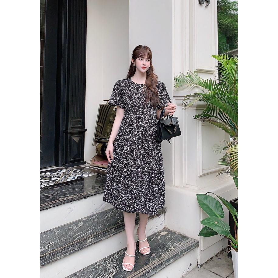 Váy Bầu Hoa Nhí Mùa Hè Chất Lụa Hoa freesize từ 45kg đến 70kg-đầm bầu xinh