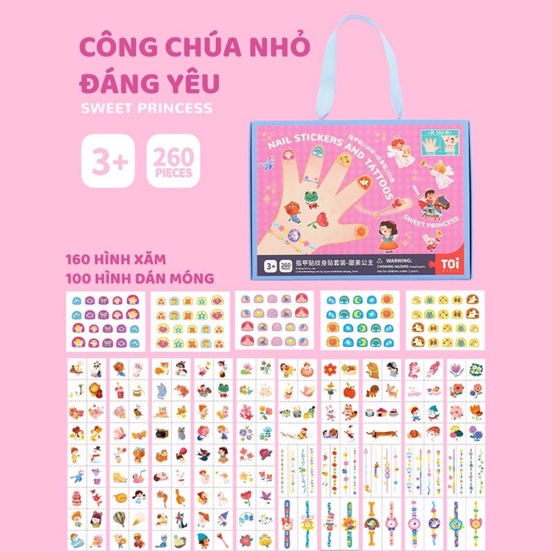 Đồ chơi Dán Móng Tay và Hình Xăm Nail Stickers and Tatoos Chính hãng TOI - Dành cho bé từ 3 tuổi