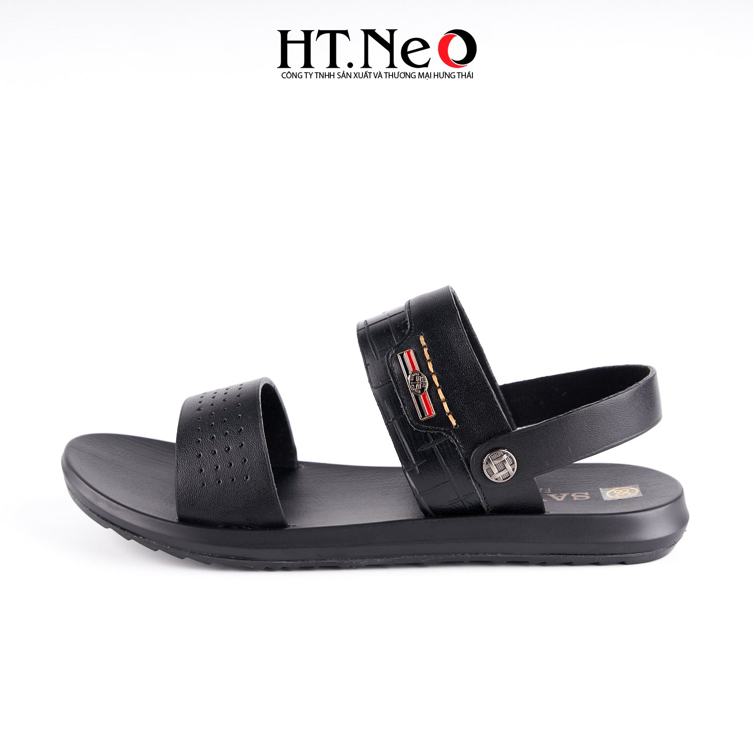 Dép Sandal Nam,dép quai ngang da bò thật cao cấp HT.NeO đế kếp hàng đế khâu SD163