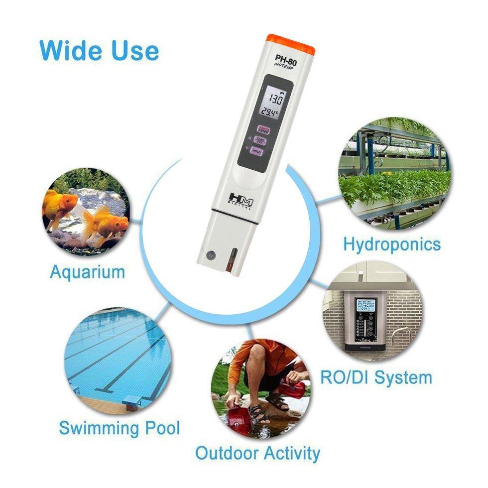 Máy đo PH nước và nhiệt độ PH80 đo độ PH hồ cá, ao tôm, nước tưới cây, nuôi thủy sản, kiểm tra nguồn nước sạch nhập Khẩu
