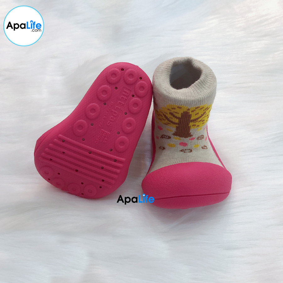 Attipas Giraffe - Fuchsia / AT053 - Giày tập đi cho bé trai /bé gái từ 3 - 24 tháng nhập Hàn Quốc: đế mềm, êm chân &amp; chống trượt