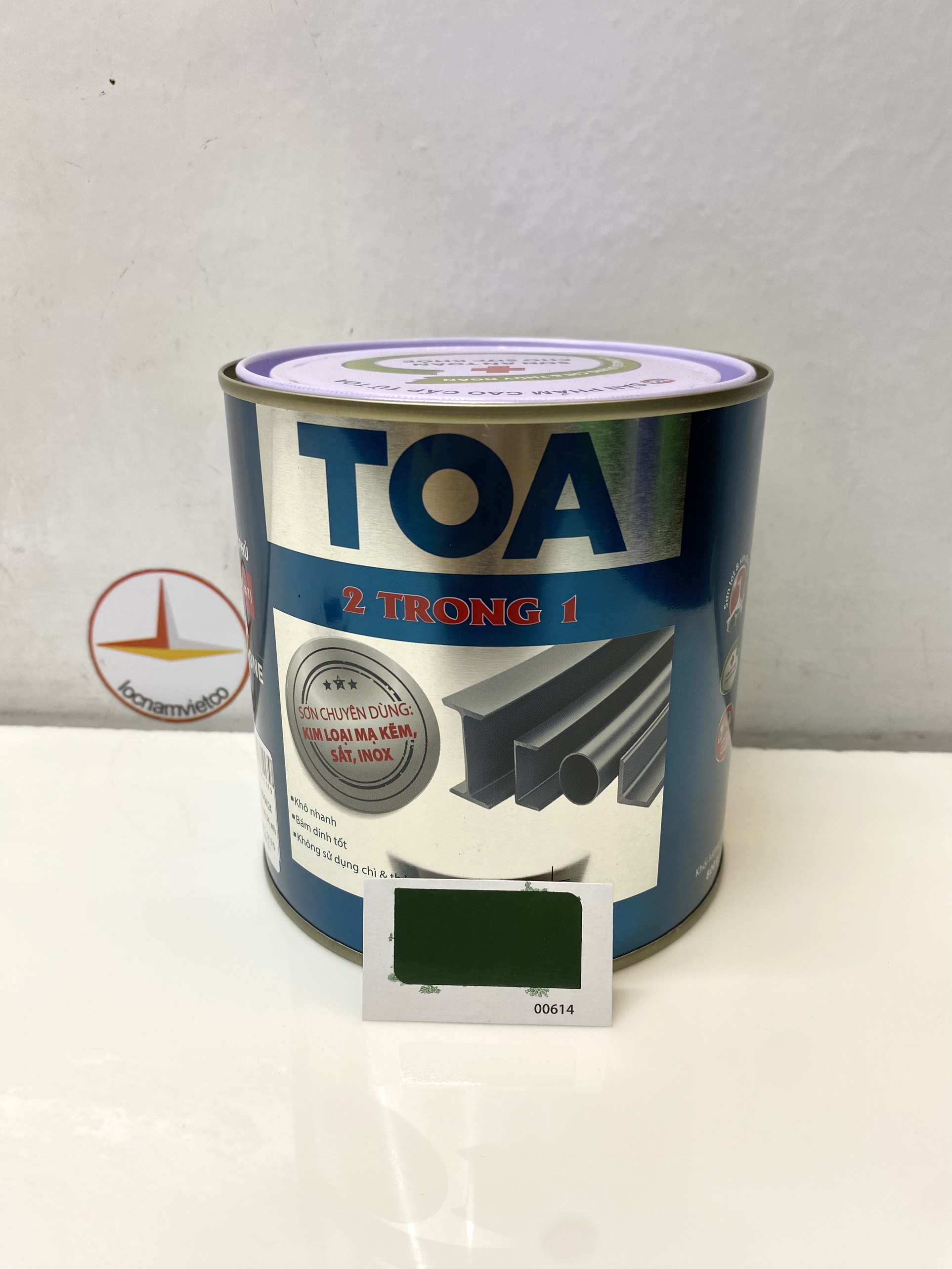 Sơn sắt mạ kẽm Toa 2 trong 1 màu xanh lá 614 _ 800G