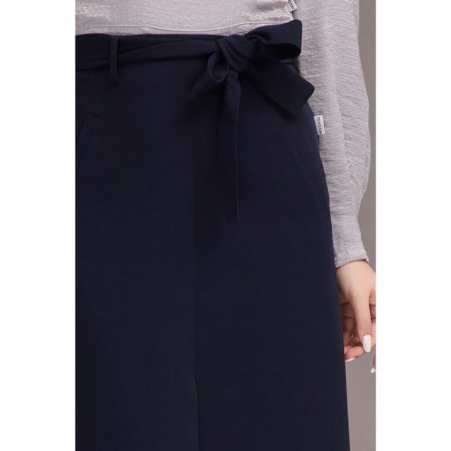 Chân Váy Suông A Sẻ trước Đính Nơ Thời Trang Nữ