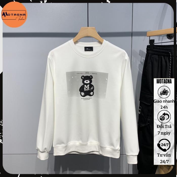 Áo sweater nam dáng ôm, Áo nỉ tay dài chất đẹp cá tính in Gấu Đen cute mã NZ666