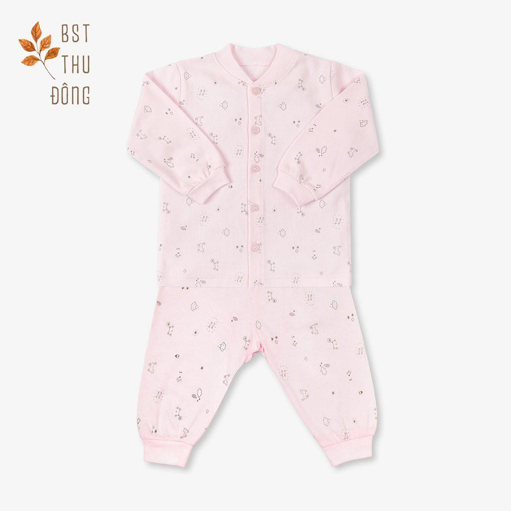 Bộ quần áo Miomio dài tay cài giữa dày 100% cotton