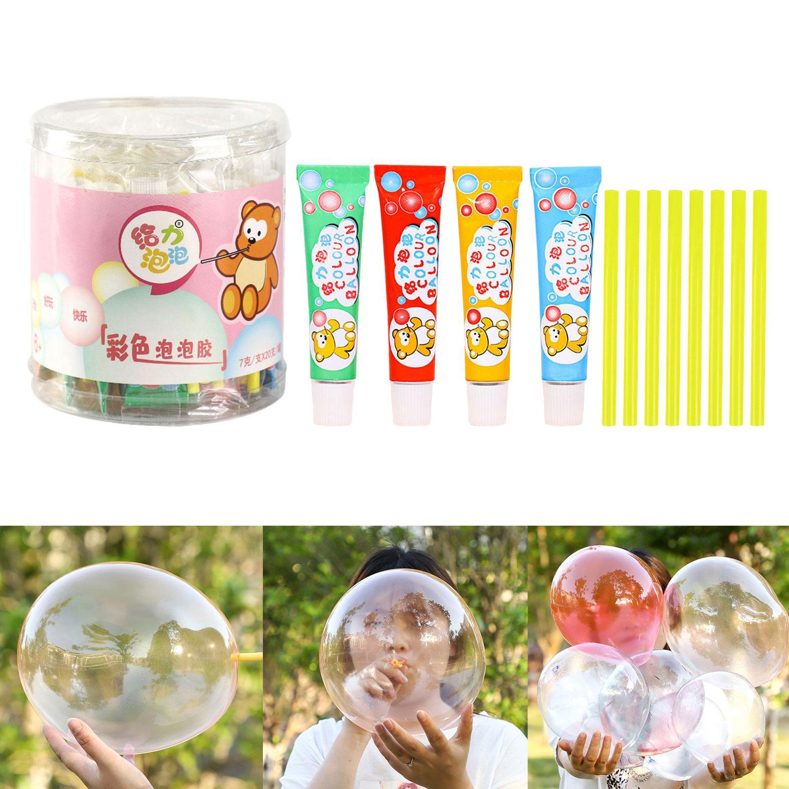 20 Pieces Blow Bubbles Balloons Educational Sensory Toy DIY Crafting with Straws Funny for Children Adults Boys Girls Gift Home Game