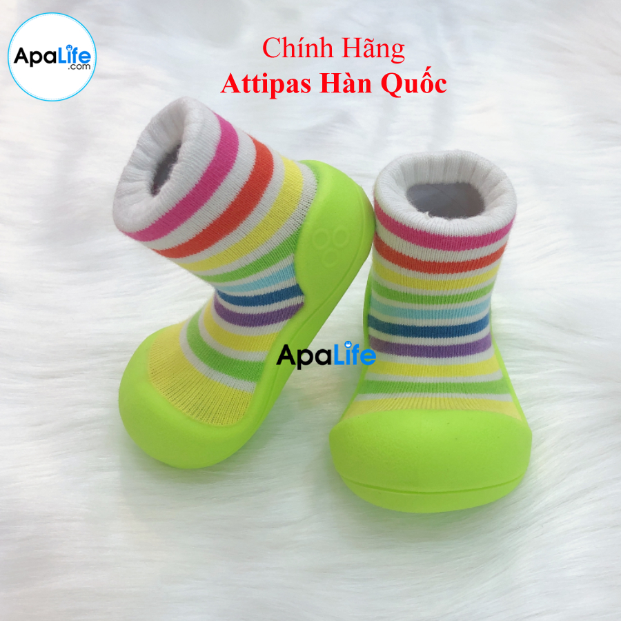 Attipas Rain Bow - Xanh/ AT039 - Giày tập đi cho bé trai /bé gái từ 3 - 24 tháng nhập Hàn Quốc: đế mềm, êm chân &amp; chống trượt