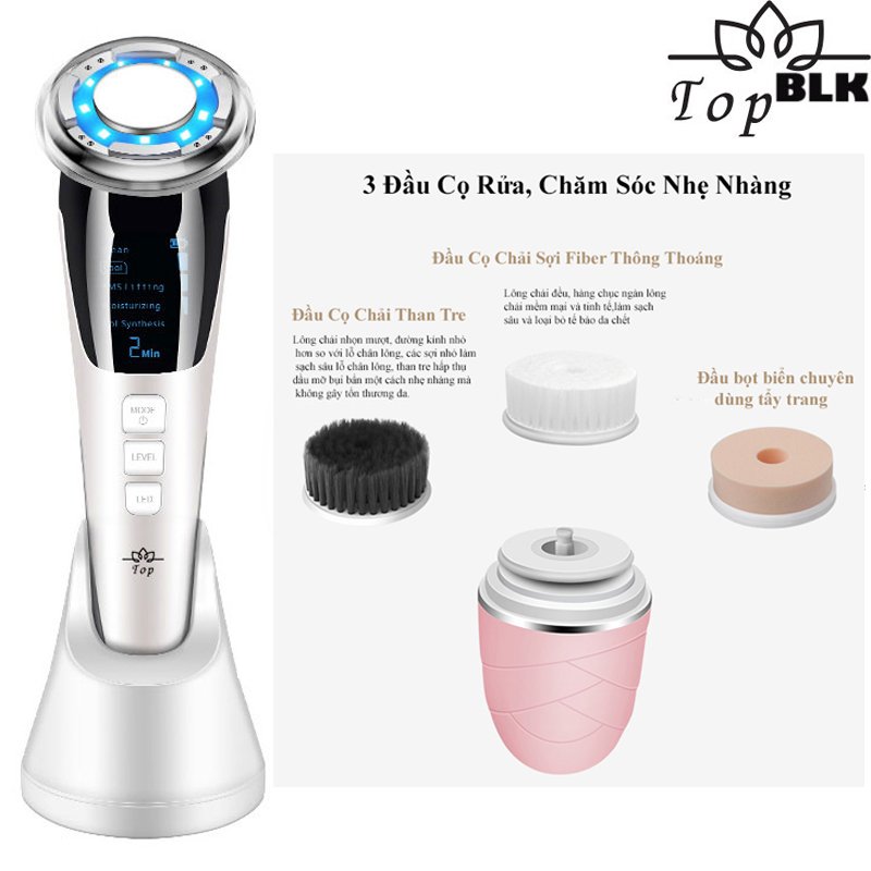 Búa Điện Di Massage Mặt Làm Đẹp Da 5 in 1 Photon Nóng Và Lạnh EMS Kèm Máy Rửa Mặt Mini Tiện Lợi 3 in 1