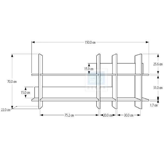 Kệ Để Sách Treo Tường Màu Trắng, Đen Hiện Đại Juno Sofa CTKT417 KT 150x70x22cm