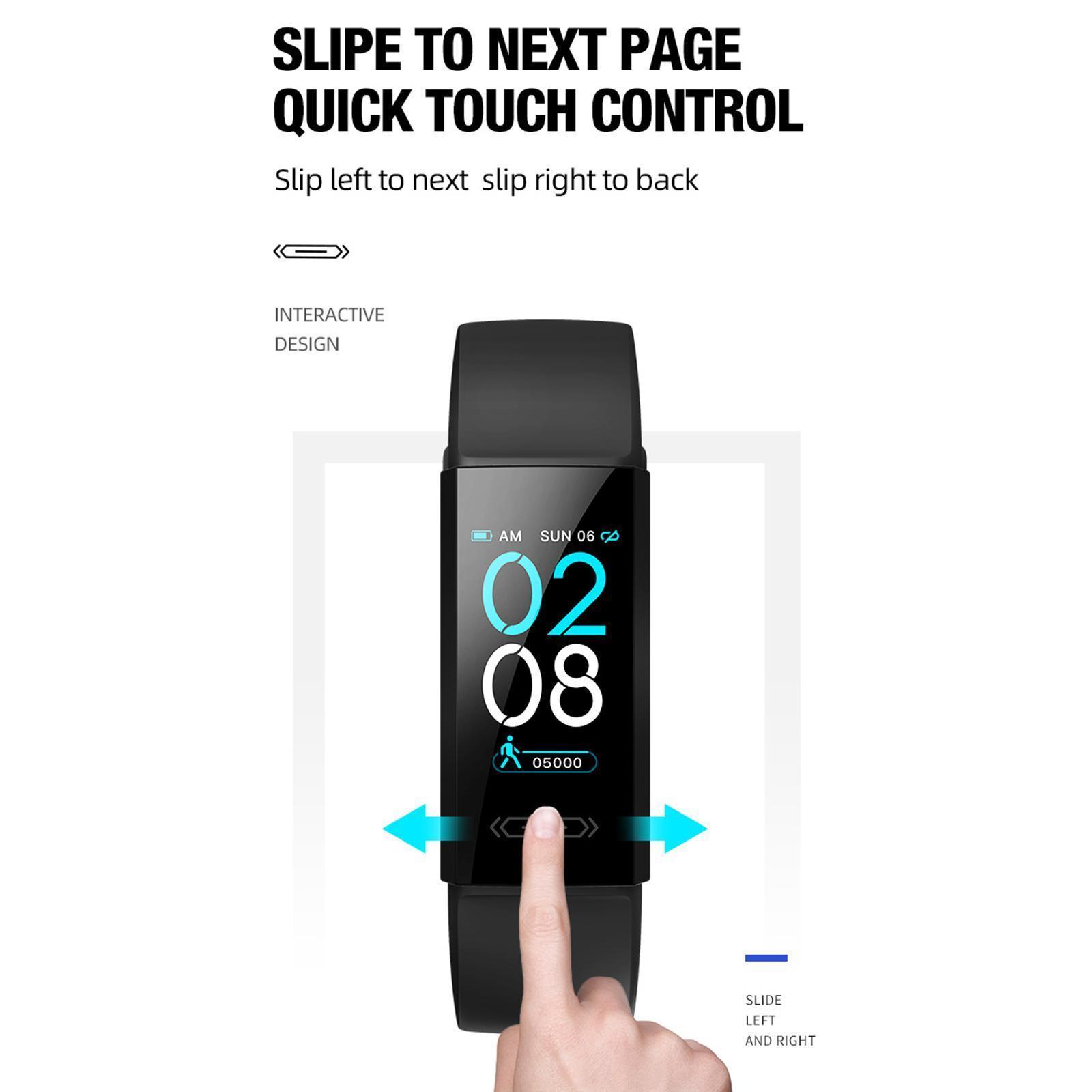 Waterproof Smart Watch Blood Pressure Monitor Bracelet Gift Black