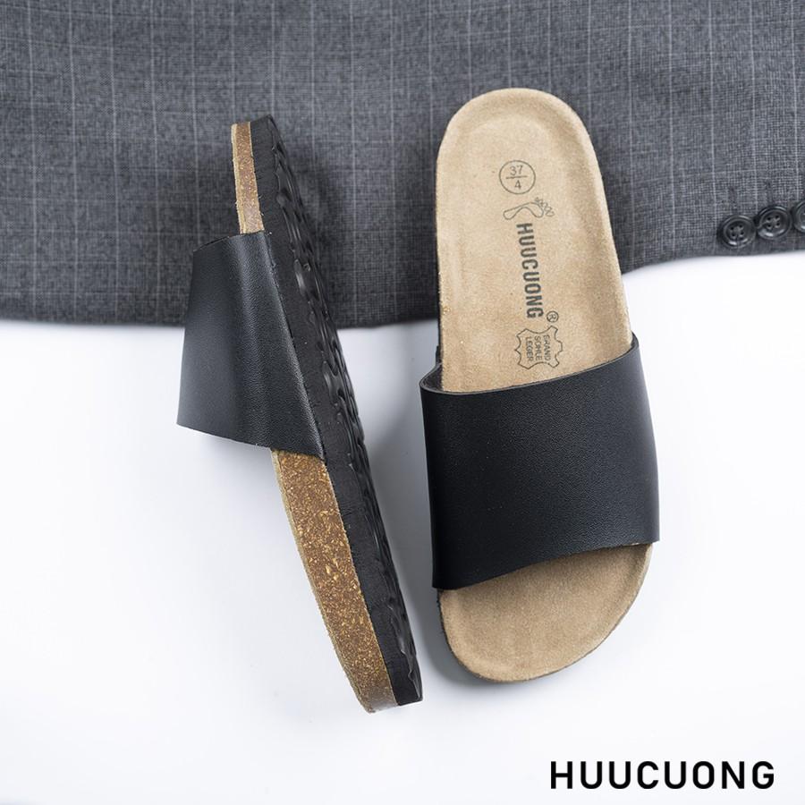 Dép unisex HuuCuong 1 quai đen đế trấu