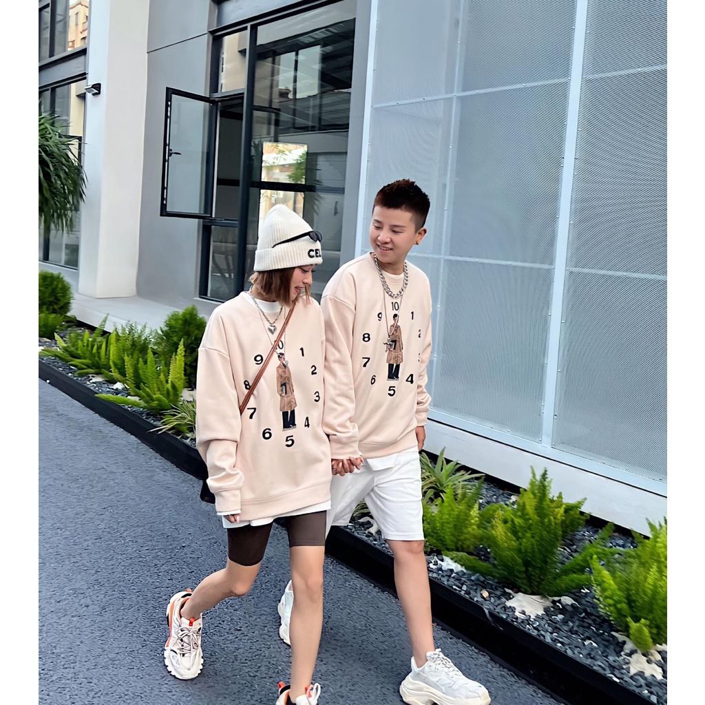 Áo Sweater Nỉ Unisex Nam Nữ In Hình Chàng Trai Đồng Hồ