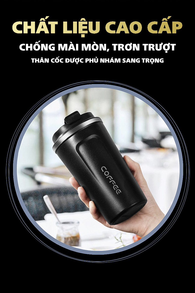 Bình giữ nhiệt COFFEE 380ml, đựng đồ uống đi làm, đi chơi vô cùng tiện lợi và thoải mái (Giao màu ngẫu nhiên)