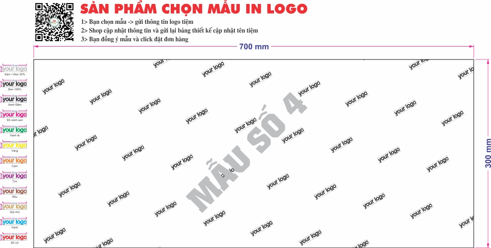 Giấy gói in logo chống ẩm 14g-Block 250-Chọn mẫu khổ 30x70cm