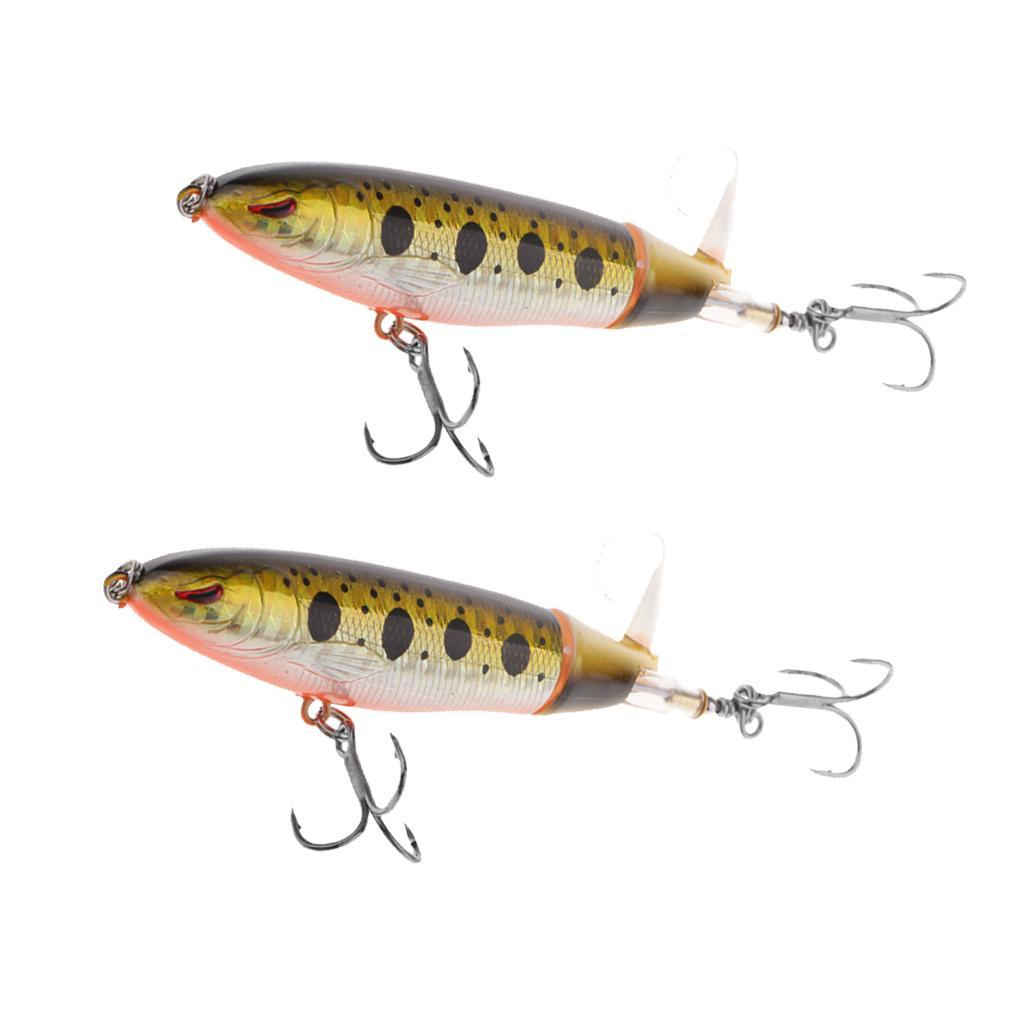 2pcs Popper Whopper 10cm 13.2g Topwater Lure for Carp Sea Bass Fishing Lures Artificial Hard Baits Soft Rotating Flexible Tail Fishing Tackle Bait