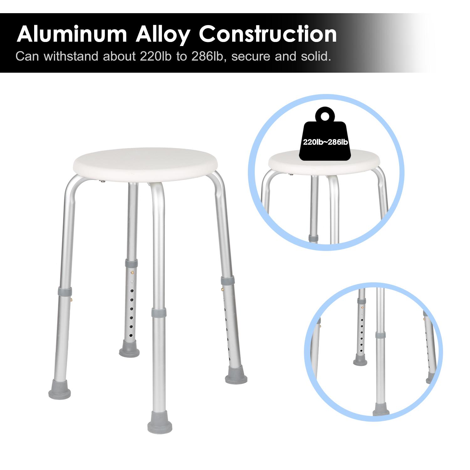 Padded Shower Chair Shower Stool with Adjustable Legs Non-slip Bath Safety Seat with 220 to 286 Pounds Weight Capacity