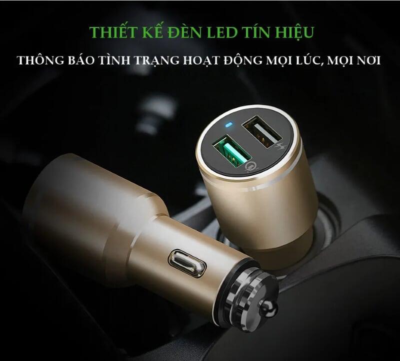 Ugreen UG30514CD130TK 48W màu Vàng Bộ sạc ô tô 2 cổng USB 2.4A + QC 3.0 - HÀNG CHÍNH HÃNG