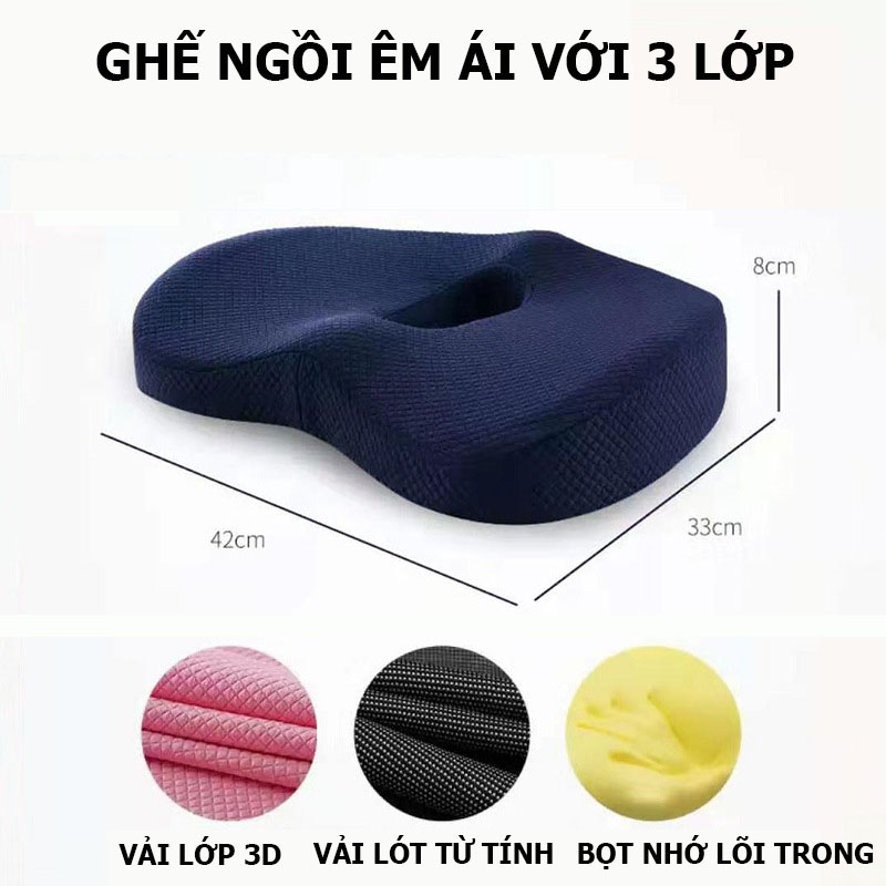 Đệm Ngồi Văn Phòng 3D; Đệm Mông Thoáng Khí, Giảm Mệt Mỏi, Lớp Lót Từ Tính Thoáng Mát Bốn Mùa - Hàng Nhập Khẩu