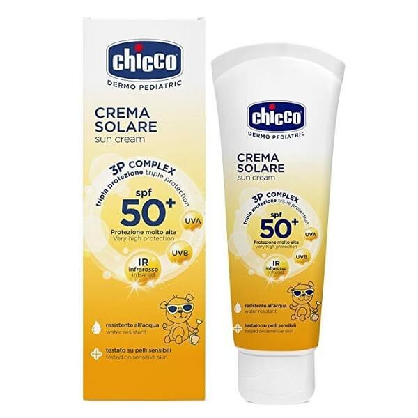 Kem chống nắng ba tác động SPF 50+ Chicco 75ml, giúp bảo vệ da, giữ ẩm và dưỡng da ( Tặng 1 gắp mắt dứa )