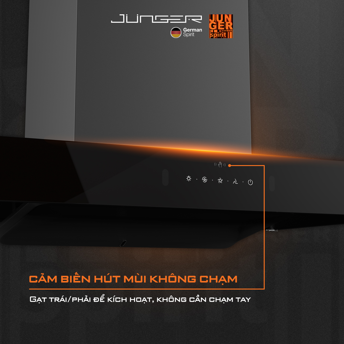 Hút mùi Junger HRJ-901 Vẫy tay cảm ứng Công suất 1600m3/h Hàng Chính Hãng Bảo Hành 12 Tháng