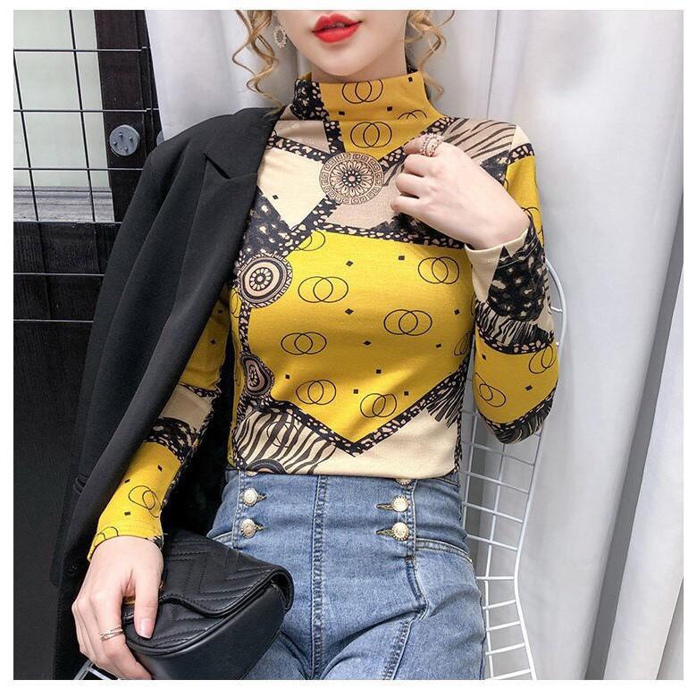 áo thun cổ cao họa tiết mẫu mới 2020