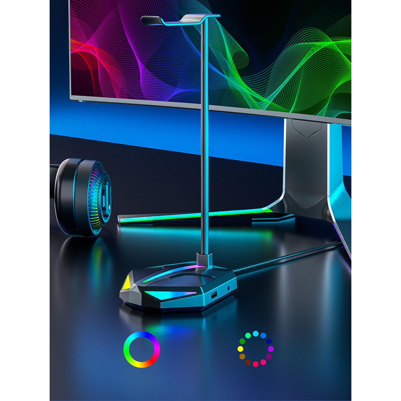 RGB Headphones Stand with USB Hub Headset Stand Display Bracket Headset Holder for Table