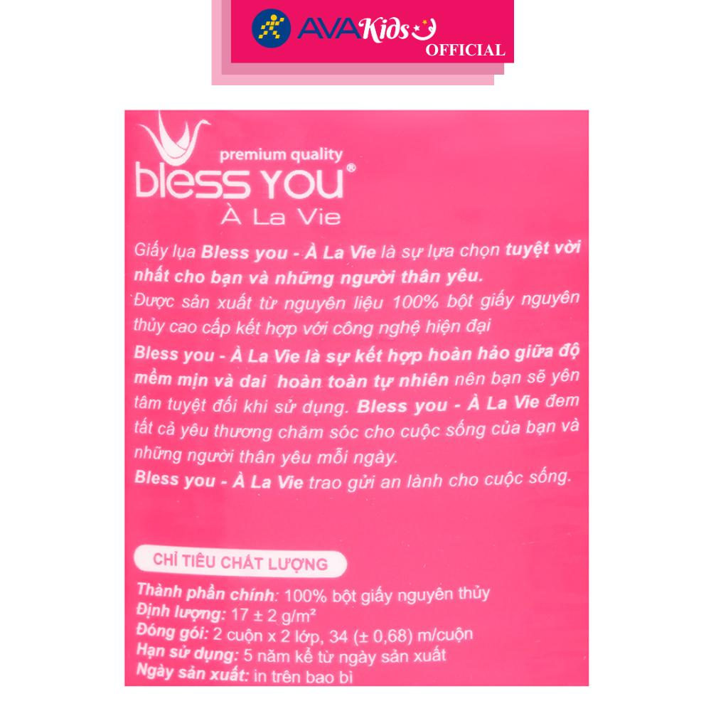 Lốc 10 cuộn giấy vệ sinh Bless You À La Vie không mùi 2 lớp - Hàng Chính Hãng