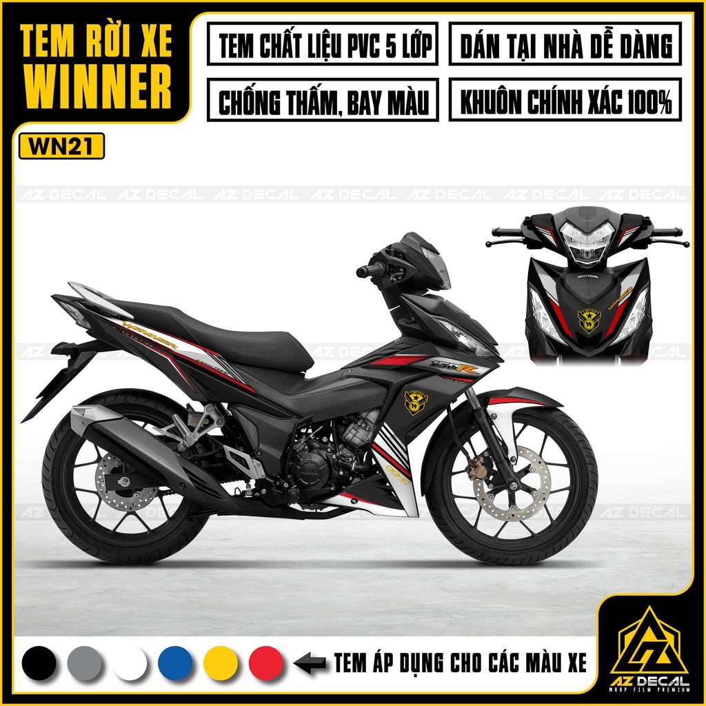 Tem Rời Dán Xe Winner V1 / 150 Mẫu DOHC | WN21 | Decal Chế Xe Máy PVC Cao Cấp - Xanh Trắng Đen