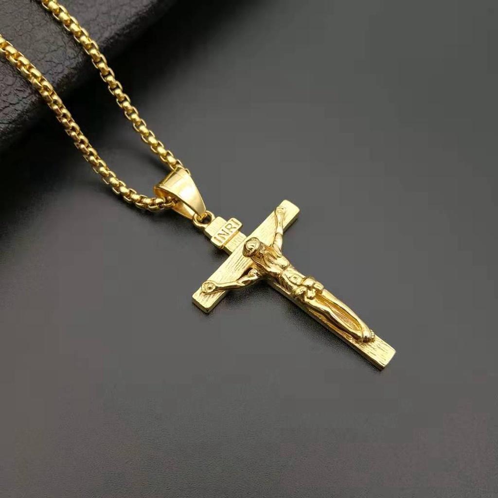 Mặt Dây Chuyền Thánh Giá Đúc Titanium Mặt Tượng Cao Cấp- Dùng lâu dài tắm rửa thoải mái không phai