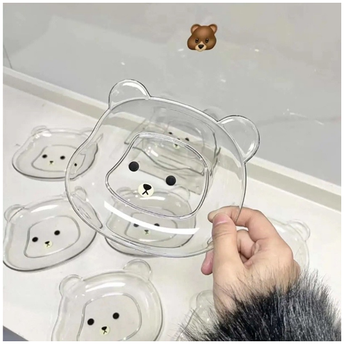 Set 8 Đĩa nhựa hình Gấu đựng thức ăn vặt tiện lợi, dĩa nhựa trang trí decor bàn ăn có khay đựng Catanshop