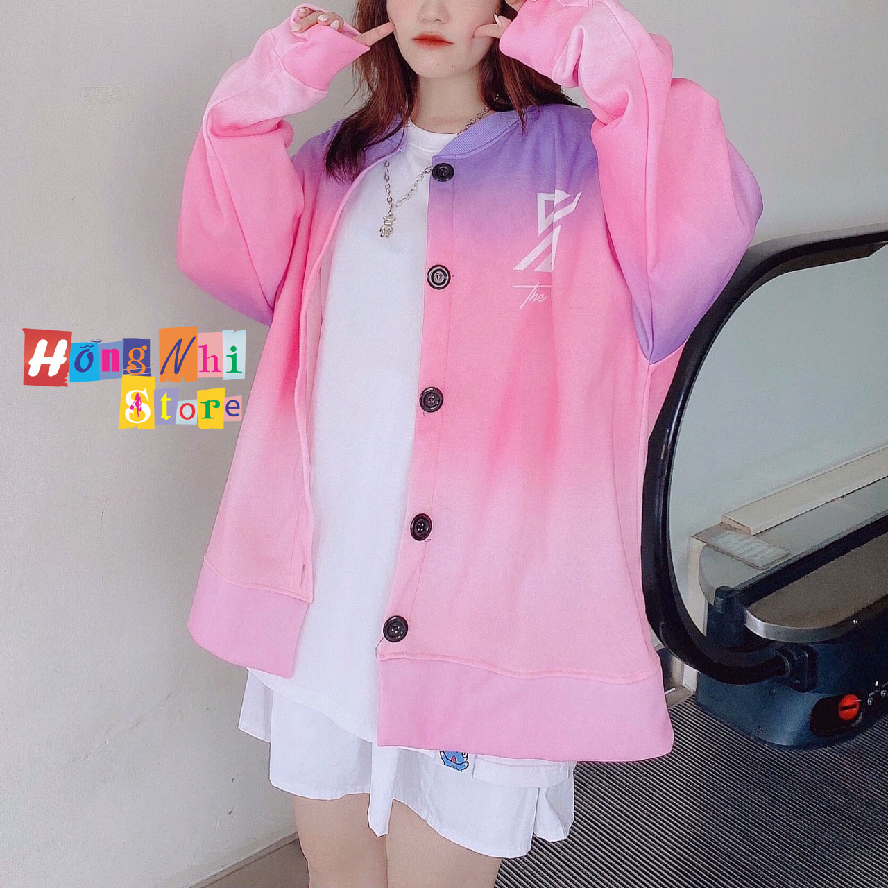 Áo Khoác Cardigan 3D Loang Màu Chữ Z Hồng Tie Dye Oversize Ulzzang Unisex Dáng Rộng Nam Nữ - MM