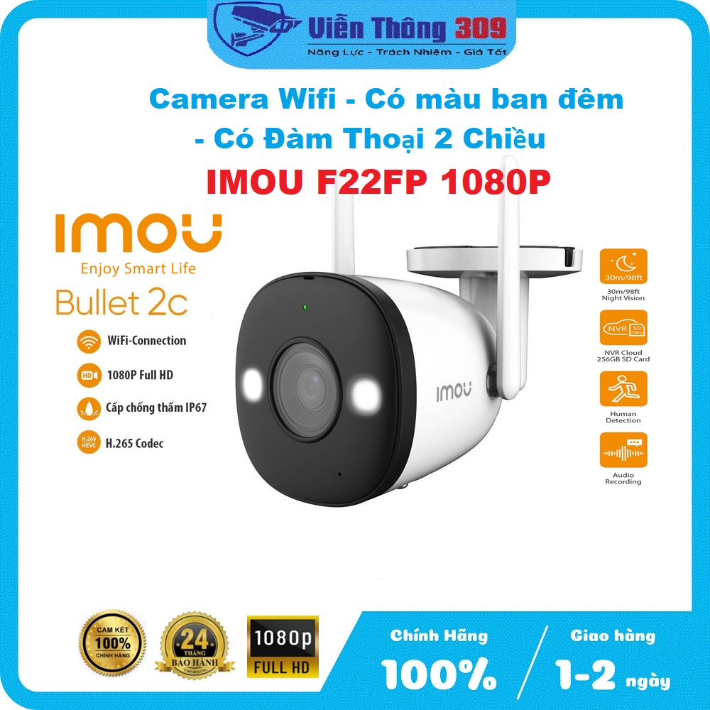 Camera ngoài trời IMOU F22P, F22FP chống nước, phát hiện chuyển động - Hàng chính hãng