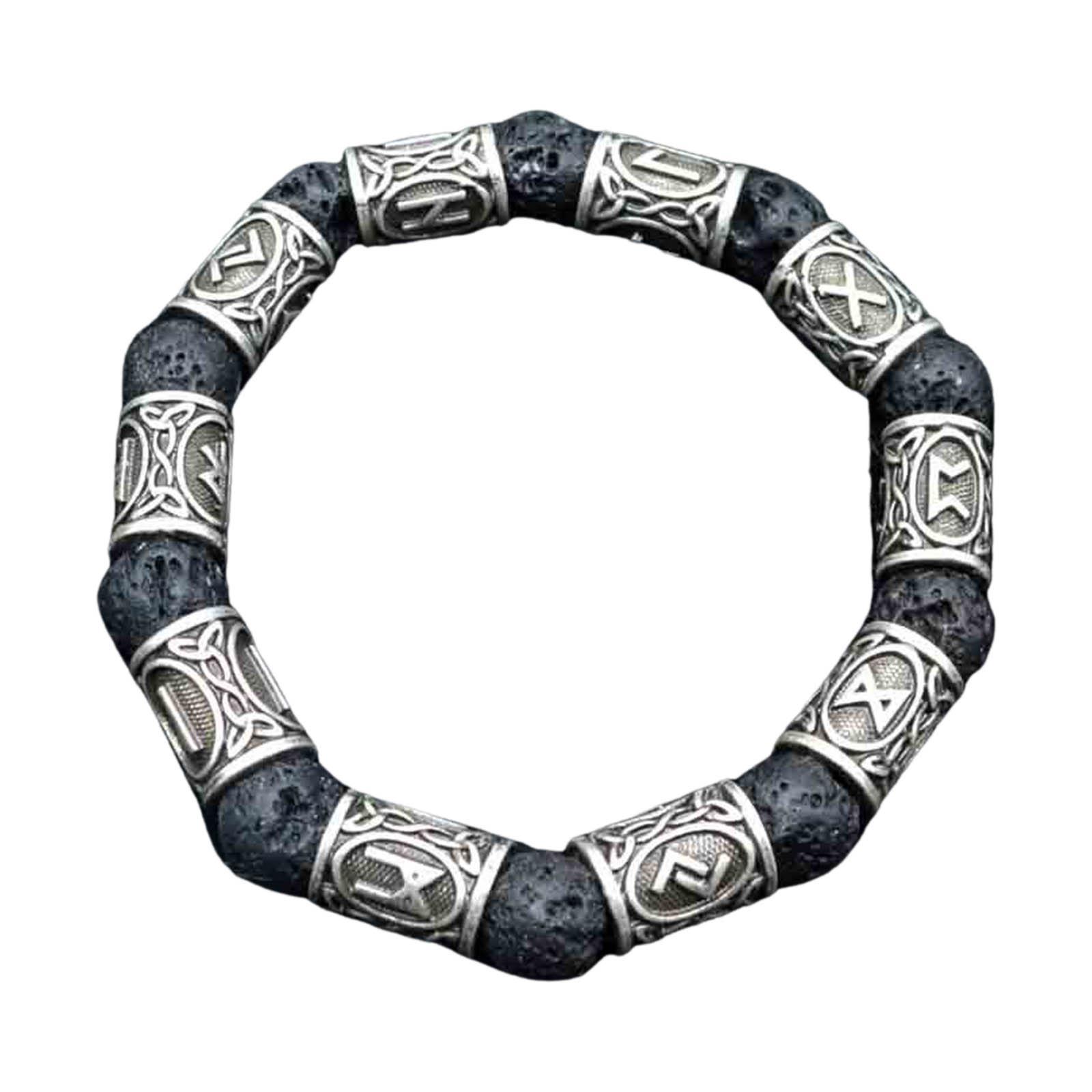 Rune Antique Beads Bracelet  Stone Bangles Accessories for Men