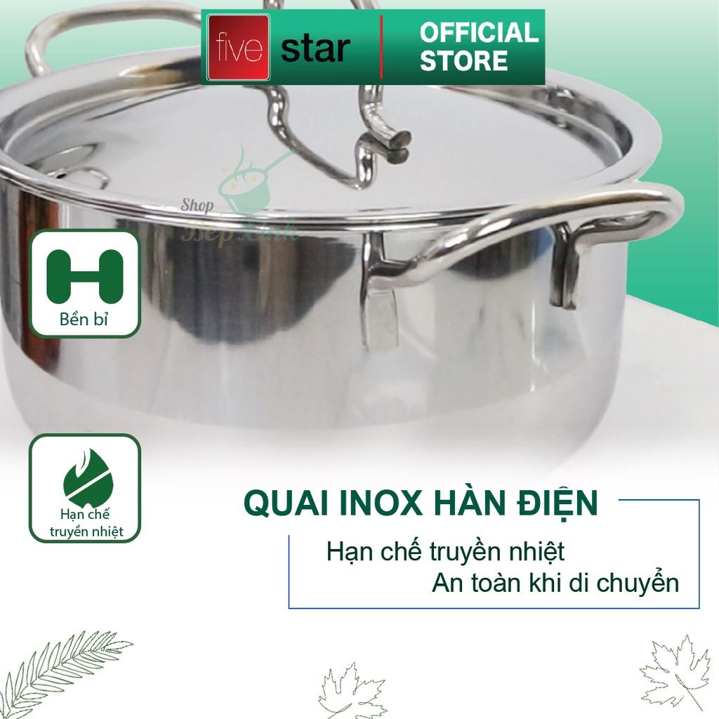 Nồi inox 3 đáy sandwich inox 430 FiveStar Standard bếp từ nắp inox 16cm / 18cm / 20cm / 24cm , tặng 1 vá canh , dùng được mọi bếp
