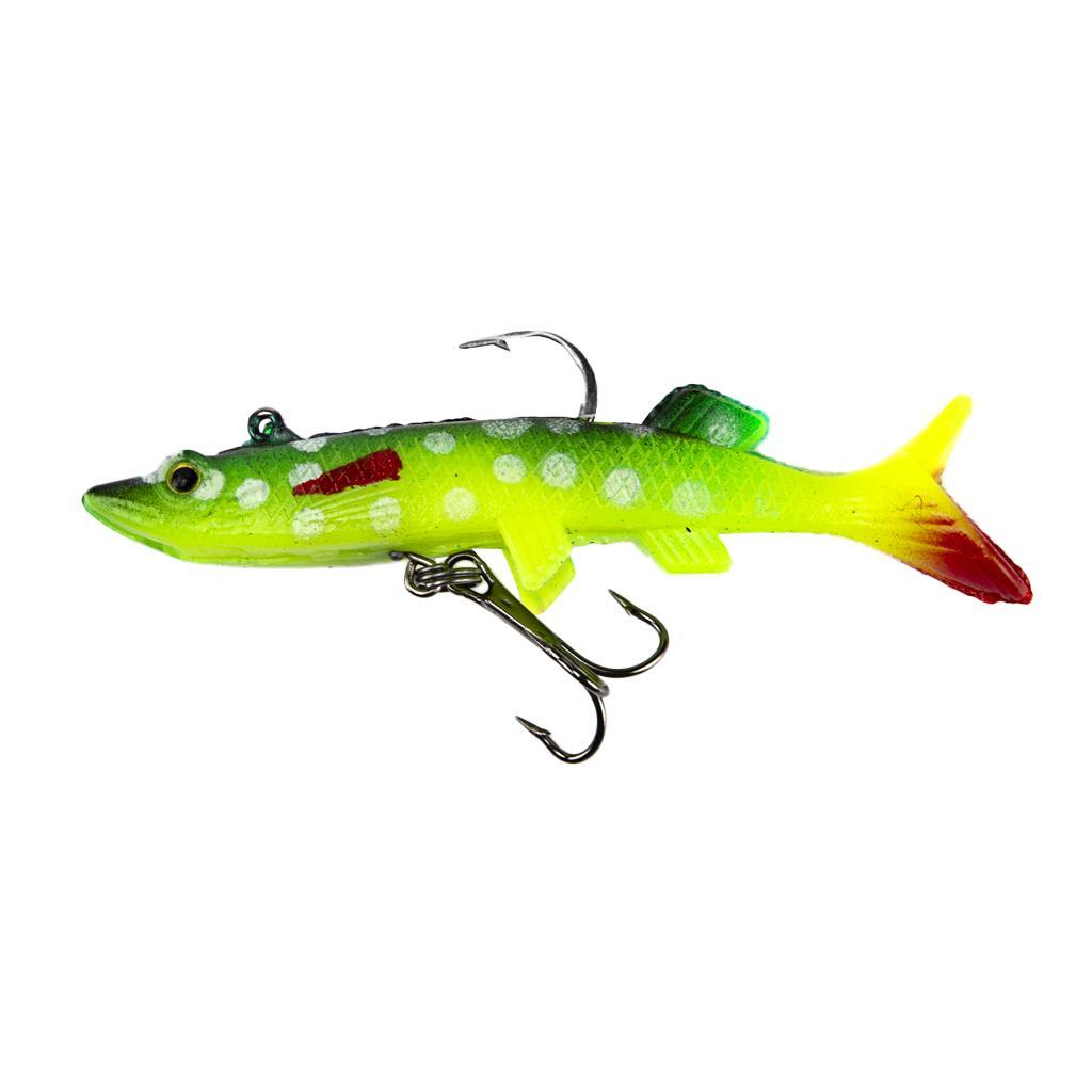 4pcs Lifelike 3D Eye Soft Lead Fishing Lures Red T Tail Sinking Swimbaits with Lead inside for Trout Bass Salmon