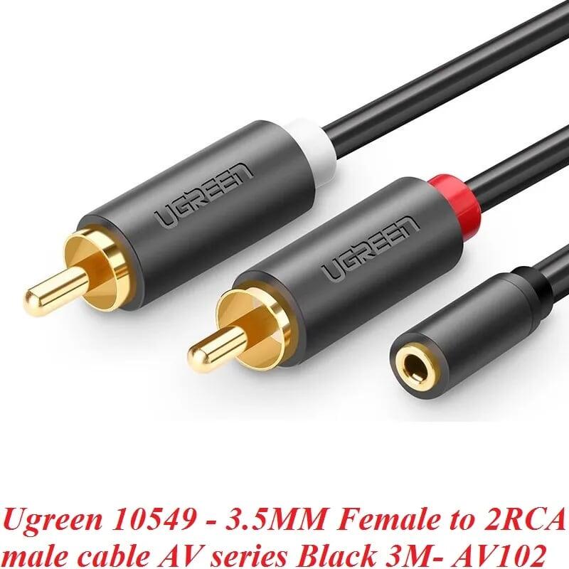 Ugreen UG10549AV102TK 3M màu Xám Cáp âm thanh 2 đầu Bông sen sang 3.5mm - HÀNG CHÍNH HÃNG