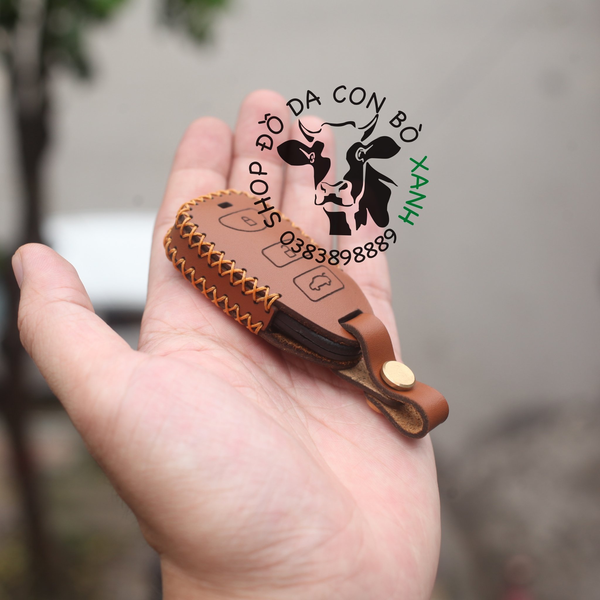 Bao Da dành cho chìa Khoá Hyundai Tucson, SantaFe, Starex 2006-2011, KIA Carens, Sportage 2005-1010 handmade Da Thật 012