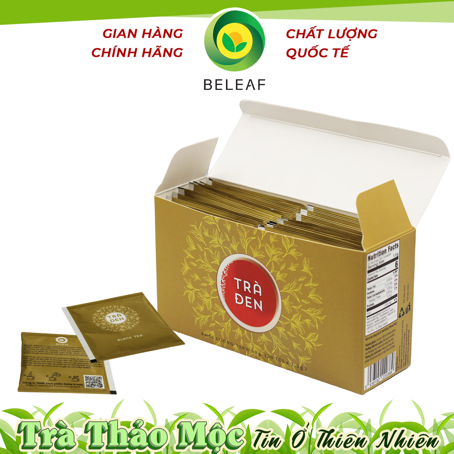 Trà Đen Túi Lọc Cao Cấp Dạng hộp - Black Tea - Trà Thảo Mộc Beleaf hỗ trợ cải thiện tim mạch