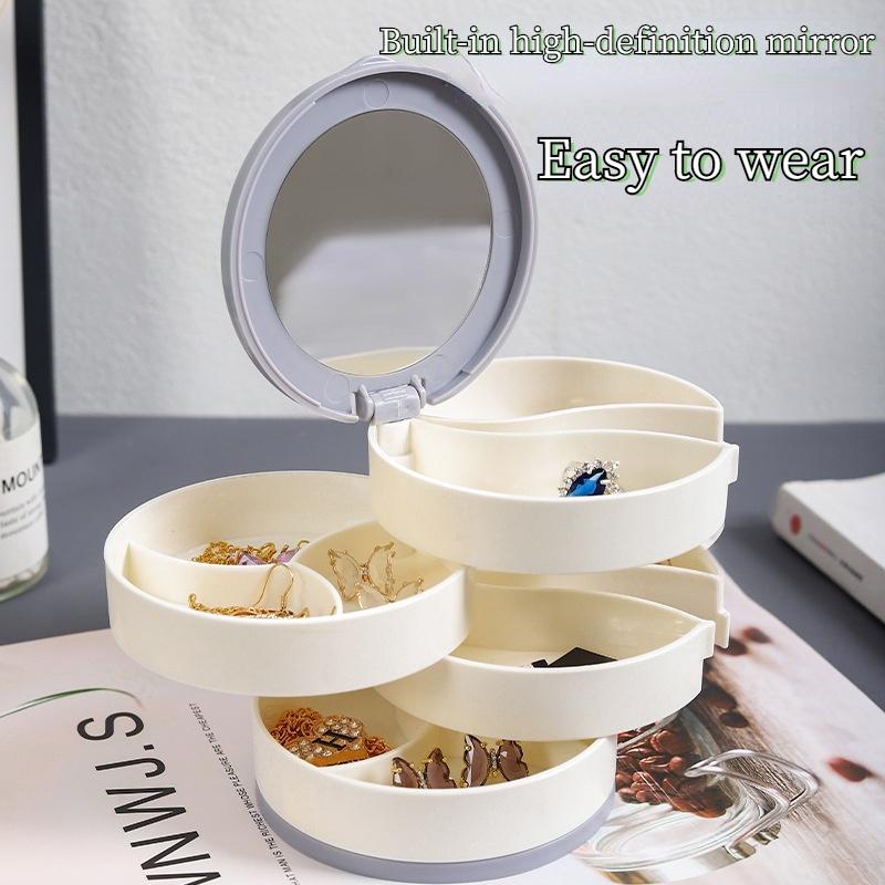 Hộp Đựng Trang Sức/Trang Sức Thiết Kế Bốn Tầng Có Thể Xoay 360 Độ Tiện Dụng