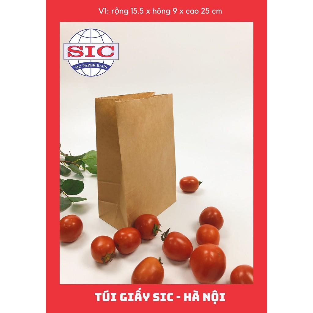 100 CHIẾC TÚI GIẤY KRAFT V1: 15.5x9x25 KHÔNG QUAI ( ẢNH THẬT)